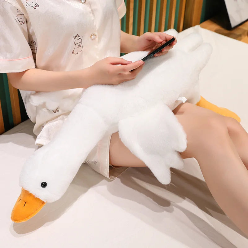 35-190cm large white goose plush toy pillow doll sleeping with legs crossed stuffed animal large-sized sofa sleep pillow gift