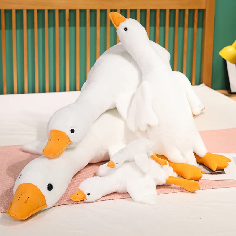35-190cm large white goose plush toy pillow doll sleeping with legs crossed stuffed animal large-sized sofa sleep pillow gift