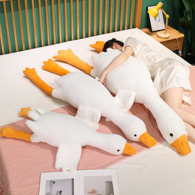 35-190cm large white goose plush toy pillow doll sleeping with legs crossed stuffed animal large-sized sofa sleep pillow gift